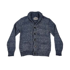 Schott Bros Cotton Blend Shawl Collar Heather Blue Cardigan